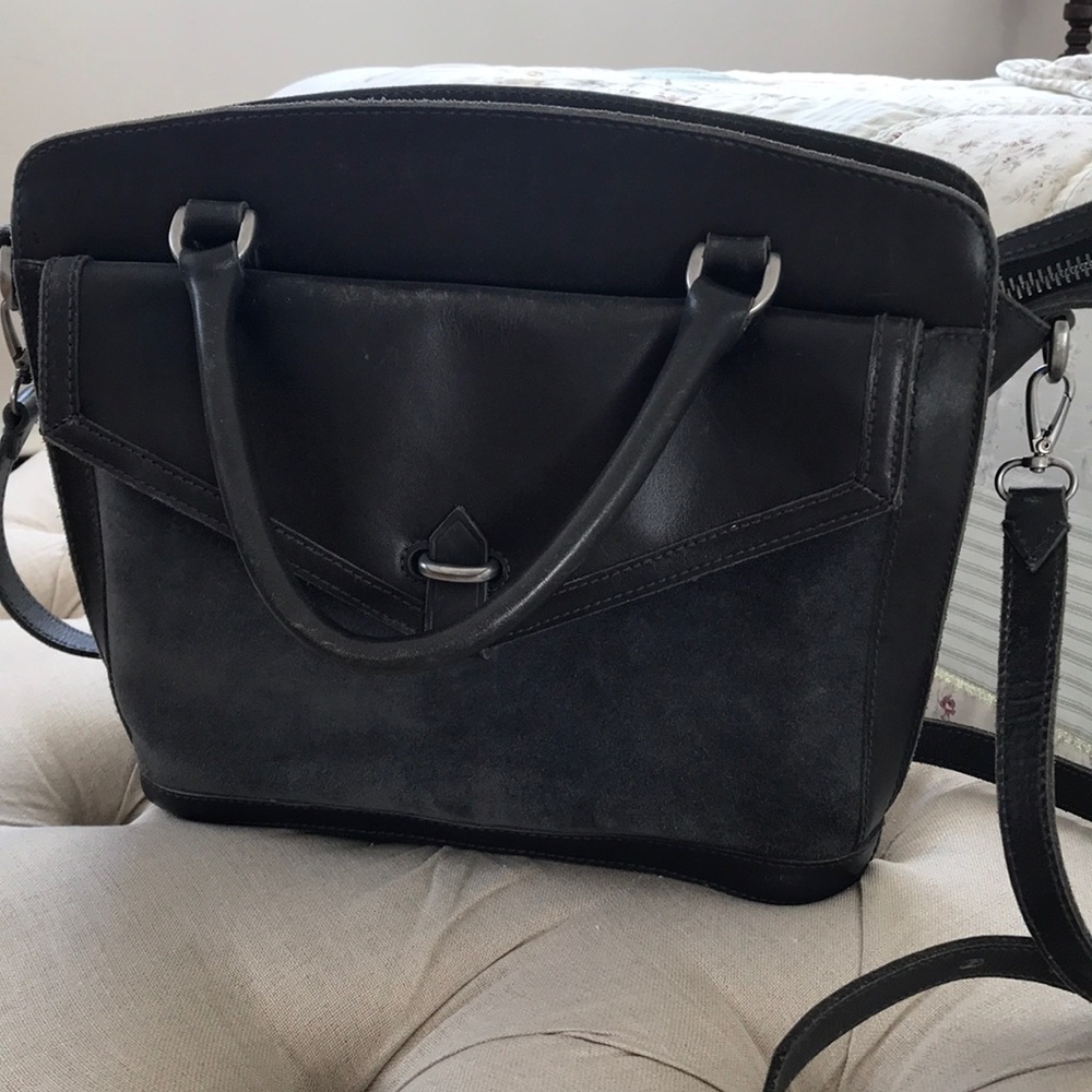 Madewell black leather messenger bag
